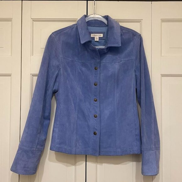 Blue Leather Suede Jacket - Picture 1 of 6